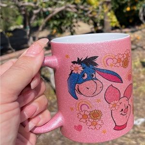 Winnie the Pooh and friends pink glitter coffee mug 11oz